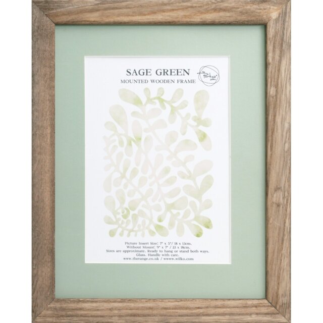 Sage Green Mounted Wooden Photo Frame Green 7 x 5in - The Port. Co Gallery - Wilko - image 1