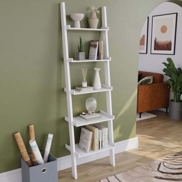 VIDA DESIGNS York 5 Shelf White Ladder Bookcase - Wilko - image 1