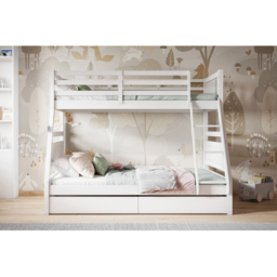 Flair Ollie Triple Sleeper White 2 Drawer Wooden Bunk Bed - Size: Single + Double - Wilko - thumbnail 5