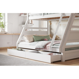Flair Ollie Triple Sleeper White 2 Drawer Wooden Bunk Bed - Size: Single + Double - Wilko - thumbnail 3