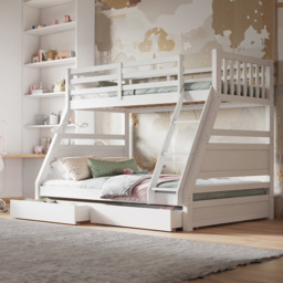 Flair Ollie Triple Sleeper White 2 Drawer Wooden Bunk Bed - Size: Single + Double - Wilko - thumbnail 1