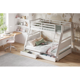 Flair Ollie Triple Sleeper White 2 Drawer Wooden Bunk Bed - Size: Single + Double - Wilko - thumbnail 6
