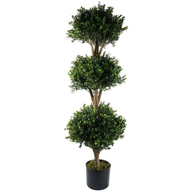 Leaf Buxus Triple Ball Artificial Tree 120cm - Size: 120 x 40 x 40cm - Green - Wilko - image 1
