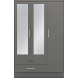 Seconique Nevada 3 Door 2 Drawer 3D Effect Grey Mirror Wardrobe - Size: 3 Door, 2 Drawer - Wilko - thumbnail 4