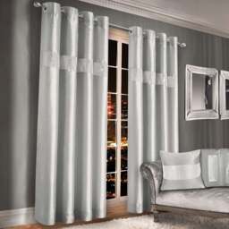 Intimates Belleza Silver Eyelet Curtains 229 x 229cm - Size: W 229 x D 229cm - Wilko