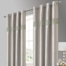 Intimates Belleza Silver Eyelet Curtains 229 x 229cm - Size: W 229 x D 229cm - Wilko - thumbnail 3