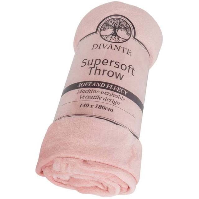 Divante Pink Supersoft Large Throw 140 x 180cm - Wilko - image 1