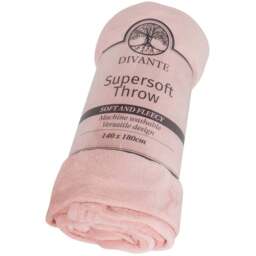 Divante Pink Supersoft Large Throw 140 x 180cm - Wilko - thumbnail 1
