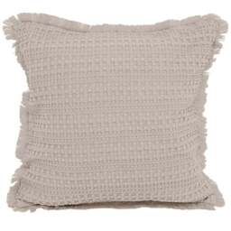 Velosso Waffle Fringed Beige Filled Cushion 43 x 43cm 2 Pack - Cream - Wilko
