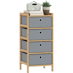 Portland 4 Fabric Drawer Light Grey Bamboo Frame Chest of Drawers - Size: 4 Drawer - Wilko - thumbnail 3