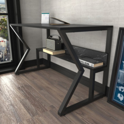 Decorotika Wake Single Shelf Computer Desk Black Marble Effect - Size: 72.8 x 120 x 60cm - Multi - Wilko - thumbnail 5