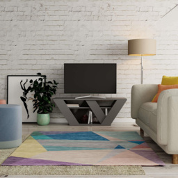 Decortie Pipralla 2 Shelf Anthracite Modern TV Unit - Size: 40 x 110 x 30cm - Black - Wilko - thumbnail 4