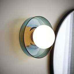 ValueLights Newbury Jade Green Glass Shade Flush Wall Light with Bulb 2 Pack - Size: 15 x 28 x 25cm - Wilko - thumbnail 3