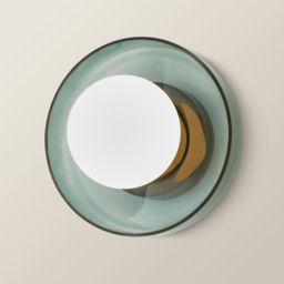 ValueLights Newbury Jade Green Glass Shade Flush Wall Light with Bulb 2 Pack - Size: 15 x 28 x 25cm - Wilko - thumbnail 6
