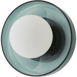 ValueLights Newbury Jade Green Glass Shade Flush Wall Light with Bulb 2 Pack - Size: 15 x 28 x 25cm - Wilko - thumbnail 1