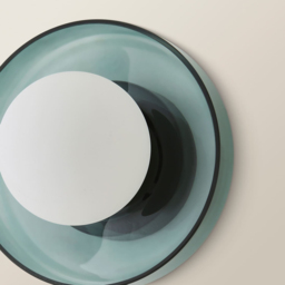 ValueLights Newbury Jade Green Glass Shade Flush Wall Light with Bulb 2 Pack - Size: 15 x 28 x 25cm - Wilko - thumbnail 4