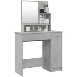 vidaXL Single Door Single Wide Drawer Concrete Grey Dressing Table with Mirror - Size: 136 x 86.5 x 35cm - Wilko - thumbnail 5