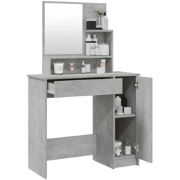 vidaXL Single Door Single Wide Drawer Concrete Grey Dressing Table with Mirror - Size: 136 x 86.5 x 35cm - Wilko - thumbnail 6