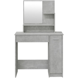 vidaXL Single Door Single Wide Drawer Concrete Grey Dressing Table with Mirror - Size: 136 x 86.5 x 35cm - Wilko - thumbnail 7
