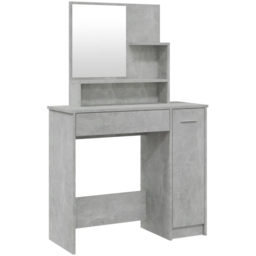 vidaXL Single Door Single Wide Drawer Concrete Grey Dressing Table with Mirror - Size: 136 x 86.5 x 35cm - Wilko - thumbnail 3