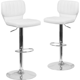 FWStyle Set of 2 White Faux Leather Bar Stool - Wilko - thumbnail 3