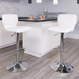 FWStyle Set of 2 White Faux Leather Bar Stool - Wilko - thumbnail 1
