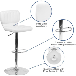 FWStyle Set of 2 White Faux Leather Bar Stool - Wilko - thumbnail 7