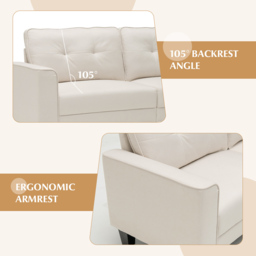 Costway 2 Seater Beige Corner Sofa with Cushions - Cream - Wilko - thumbnail 6