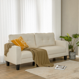 Costway 2 Seater Beige Corner Sofa with Cushions - Cream - Wilko - thumbnail 4