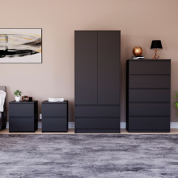 Vida Designs Denver Black 4 Piece Bedroom Furniture Set - Wilko - thumbnail 3