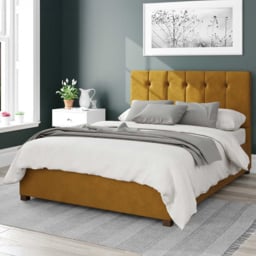 Aspire Hepburn Single Ochre Plush Velvet Ottoman Bed - Orange - Aspire Beds - Wilko - thumbnail 1