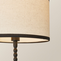 ValueLights Maeve Natural Linen Black Trim Drum Shade Bobbin Table Lamp and Bulb - Size: 37.3 x 25 x 25cm - Wilko - thumbnail 4