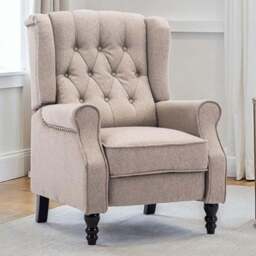 Furniture Online Althorpe Pumice Wing Back Leather Recliner Chair - Size: 108 x 73 x 91cm - Wilko