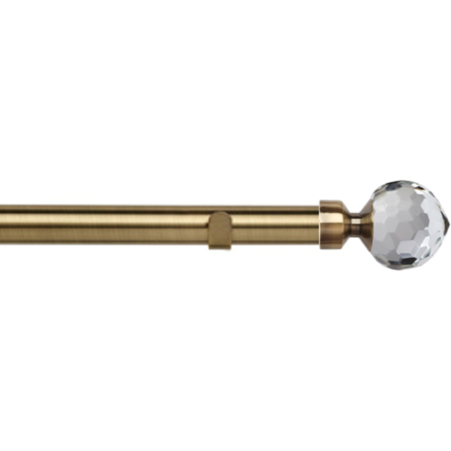 New Edge Blinds 190cm Fixed Length Antique Brass Eyelet Metal Curtain Pole Set with Bella Finial - Wilko - image 1