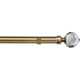New Edge Blinds 190cm Fixed Length Antique Brass Eyelet Metal Curtain Pole Set with Bella Finial - Wilko