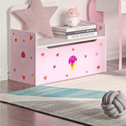 Playful Haven Pink Kids Storage Bench - Size: 60 x 30 x 50cm - Wilko - thumbnail 7