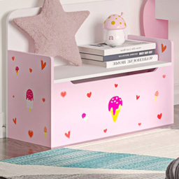 Playful Haven Pink Kids Storage Bench - Size: 60 x 30 x 50cm - Wilko