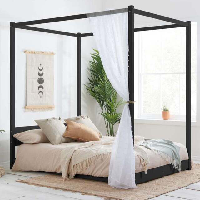 Darwin Double Black Four Poster Bed - Birlea - Wilko - image 1