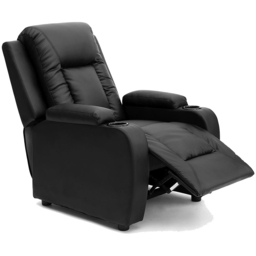 Furniture Online Oscar Black Bonded Leather Pushback Recliner Chair with Cupholders - Size: 104 x 82 x 88cm - Wilko - thumbnail 6