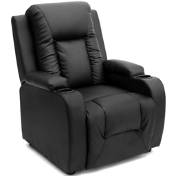 Furniture Online Oscar Black Bonded Leather Pushback Recliner Chair with Cupholders - Size: 104 x 82 x 88cm - Wilko - thumbnail 3