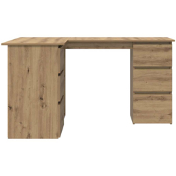 vidaXL 2 Door 4 Drawer L-Shape Corner Desk Artisan Oak - Size: 76 x 145 x 100cm - Brown - Wilko - thumbnail 6