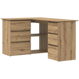 vidaXL 2 Door 4 Drawer L-Shape Corner Desk Artisan Oak - Size: 76 x 145 x 100cm - Brown - Wilko - thumbnail 3