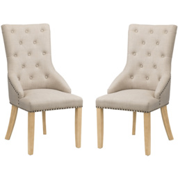 Julian Bowen Set of 2 Loire Button Back Chair - Cream - Wilko - thumbnail 3