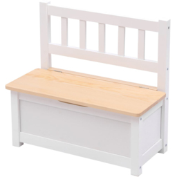 FurnitureHMD White Kids Wooden Storage Bench - Size: 53 x 58 x 27cm - White+Natural - Wilko - thumbnail 4