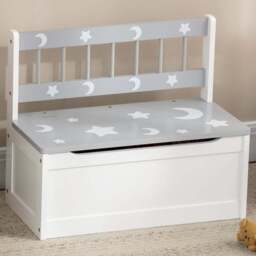 Playful Haven Grey Kids Storage Bench - Size: 60 x 30 x 50cm - Wilko