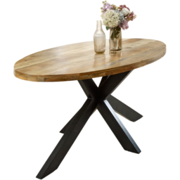 Brooklyn Surrey 6 Seater Solid Wood and Metal Oval Dining Table - Brown - Wilko - thumbnail 3