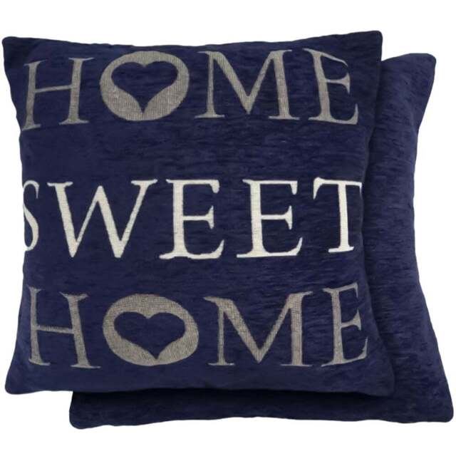 Serene Home Sweet Home Navy Cushion Cover 43 x 43cm - Blue - Wilko - image 1