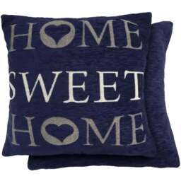 Serene Home Sweet Home Navy Cushion Cover 43 x 43cm - Blue - Wilko