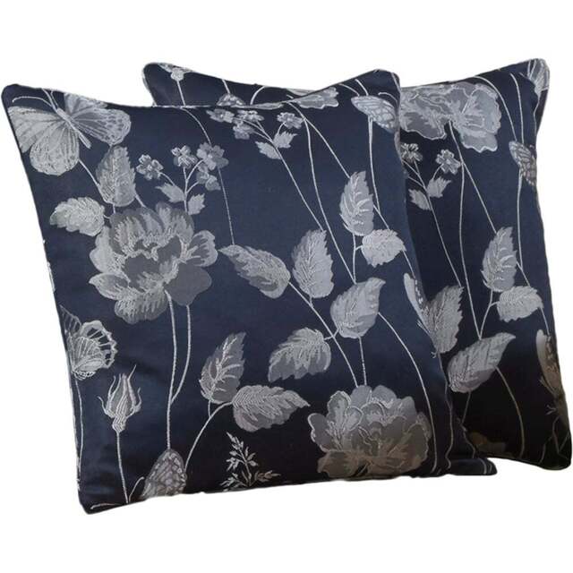 Serene Meadow Navy Cushion Cover 43 x 43cm - Blue - Wilko - image 1