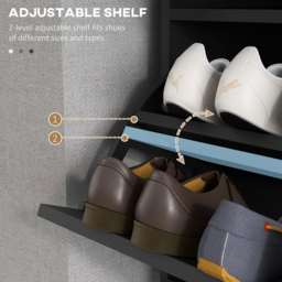 Portland Black 2 Flip Door Shoe Storage Cabinet - Size: 110 x 26 x 76cm - Wilko - thumbnail 7